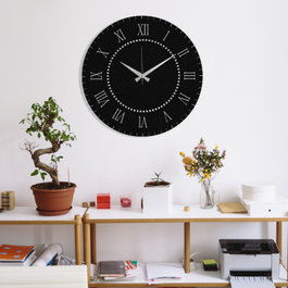 Wallity Seven Love Reloj de Pared Decorativo de Metal Negro